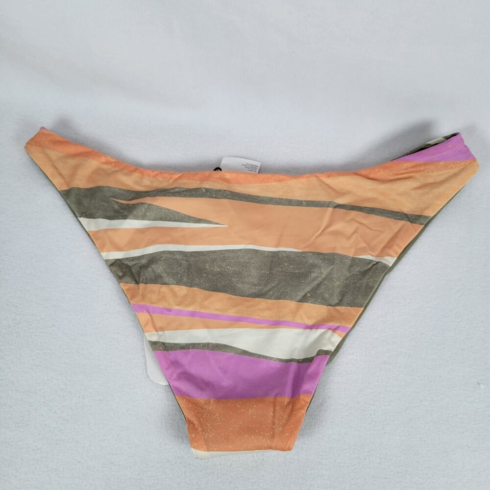 Prana Womens Elina Stripe Reversible Swim Bikini Bottom Size Small Orange Hi-Cut - Picture 10 of 10